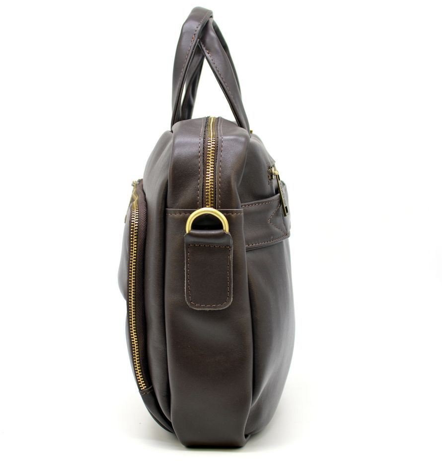 Кожаная сумка-портфель для делового мужчины в коричневом цвете TARWA (19796)