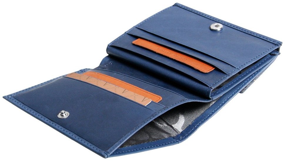 Компактный женский кошелек Beverly Hills синего цвета Vip Collection 102543 (кожа) modnotak фото №5