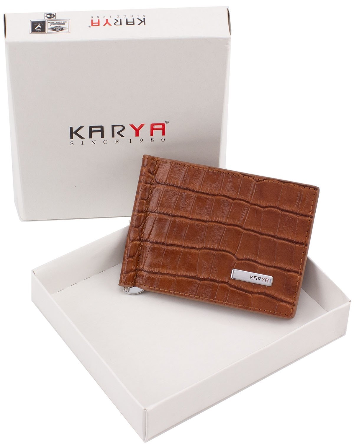 Кожаный зажим компактного размера из натуральной кожи KARYA (0902-61)