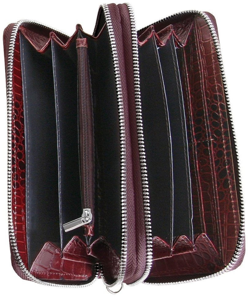 Чоловічий клатч коричневого кольору на дві блискавки у шкірі кроко Vip Collection 102643 modnotak фото №5