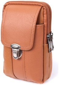 Чоловіча поясна сумка зі шкіри на два відділення Vintage 22737 Руда