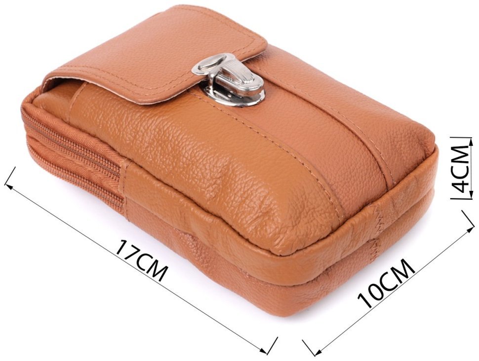 Чоловіча поясна сумка зі шкіри на два відділення Vintage 22737 Руда modnotak фото №3