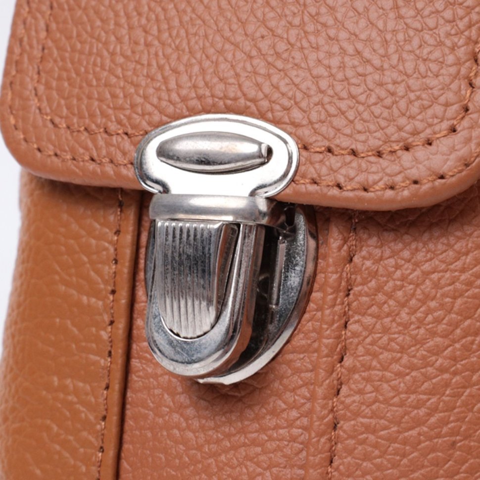 Чоловіча поясна сумка зі шкіри на два відділення Vintage 22737 Руда modnotak фото №5