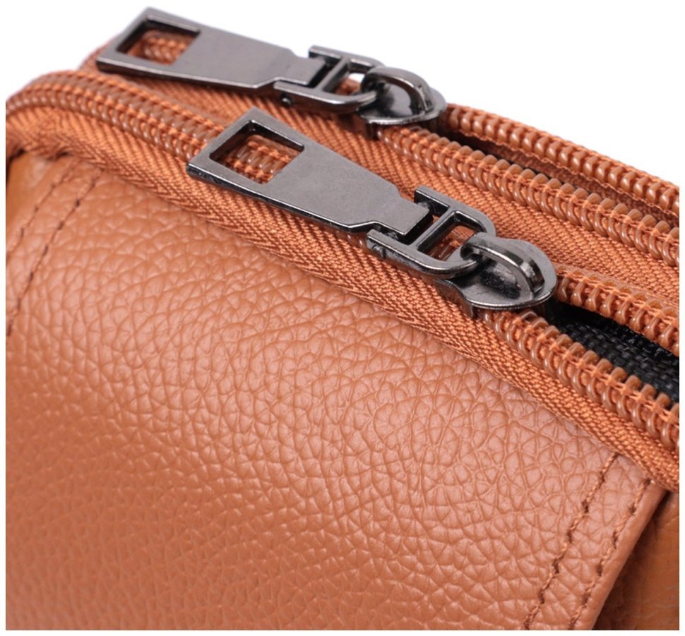 Чоловіча поясна сумка зі шкіри на два відділення Vintage 22737 Руда modnotak фото №7