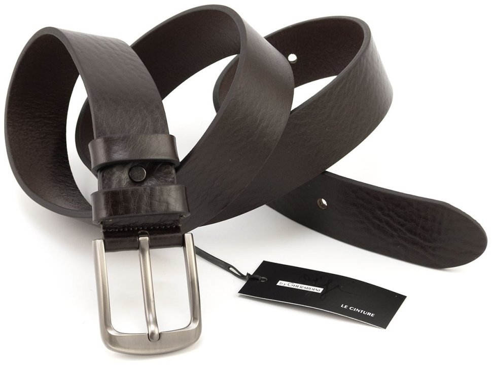 Ремень классический мужской из итальянской кожи Gherardini 40796 в темно-коричневом цвете modnotak фото №4