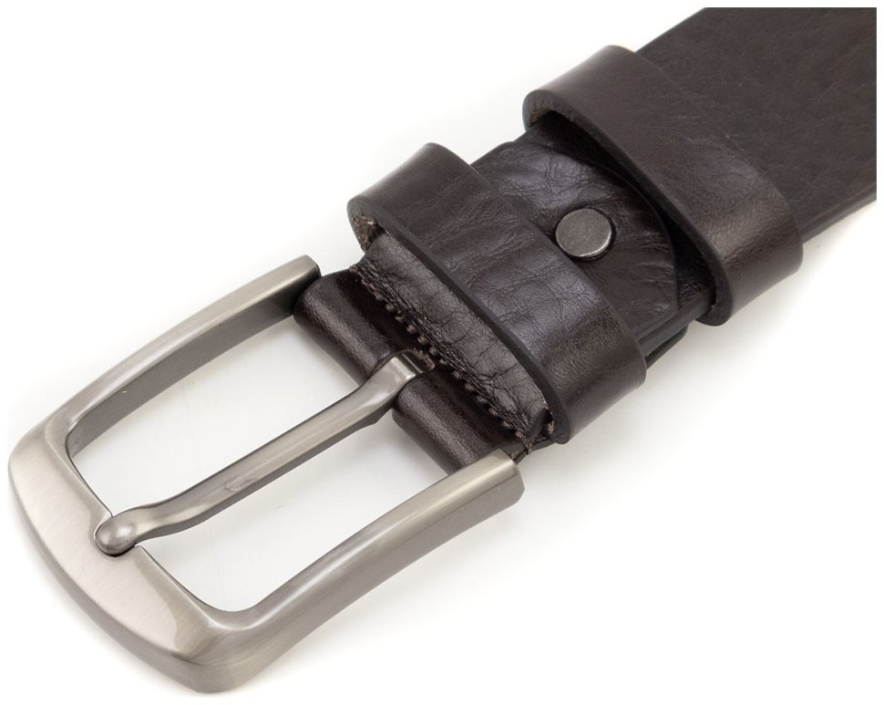 Ремень классический мужской из итальянской кожи Gherardini 40796 в темно-коричневом цвете modnotak фото №2