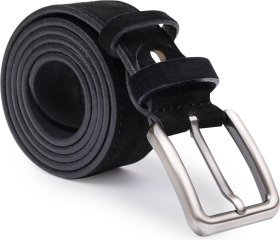 Замшевый мужской ремень черного цвета под брюки или джинсы Vintage (2420738)