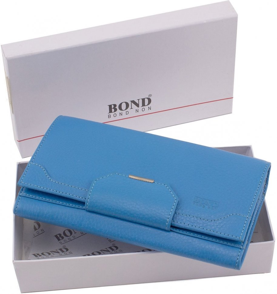 Женский кошелек голубого цвета из натуральной кожи Bond Non (10620)