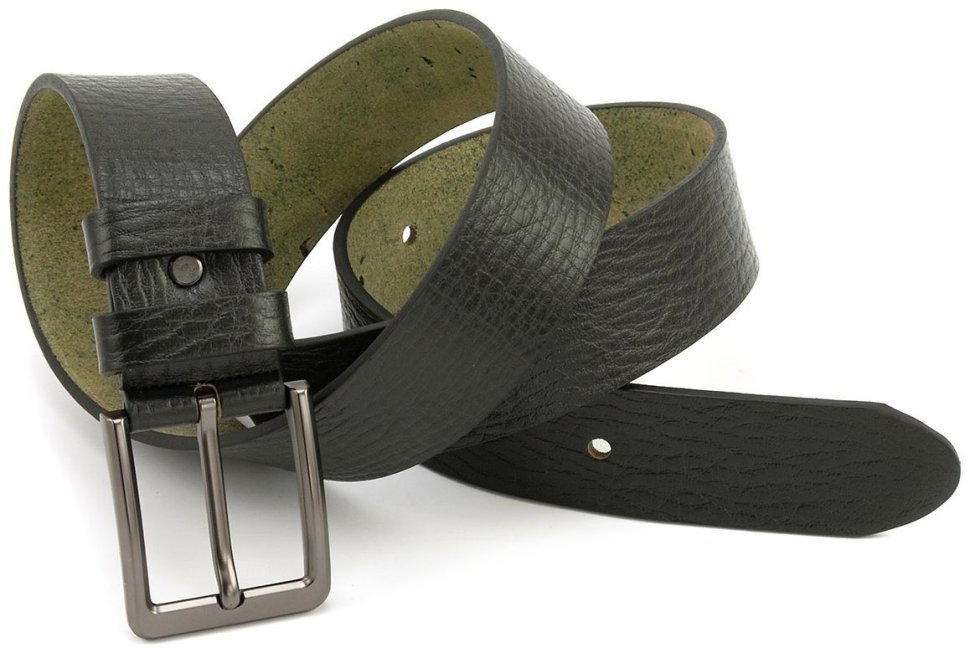 Темно-зеленого цвета мужской ремень из итальянской фактурной кожи с классической пряжкой Gherardini Gherardini 40839 фото №3 Темно-зеленого цвета мужской ремень из итальянской фактурной кожи с классической пряжкой Gherardini Gherardini 40839 modnotak фото №3