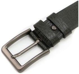 Темно-зеленого цвета мужской ремень из итальянской фактурной кожи с классической пряжкой Gherardini Gherardini 40839