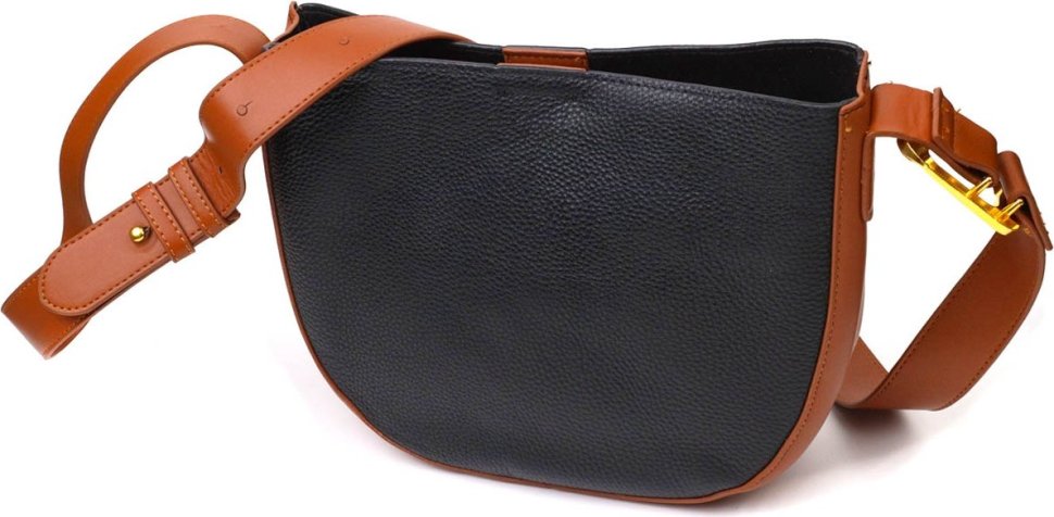 Жіноча сумка-кроссбоді з натуральної шкіри чорно-коричневого кольору Vintage (2422093)