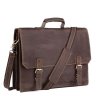 Классический мужской портфель коричневого цвета из винтажной кожи Tiding Bag (15919) - 1