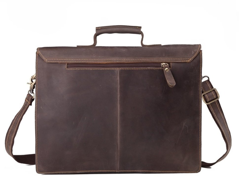 Класичний чоловічий портфель коричневого кольору з вінтажній шкіри Tiding Bag (15919)