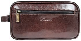 Мужской несессер из натуральной кожи на 2 вместительных отделения Ashwood 94043 коричневого цвета