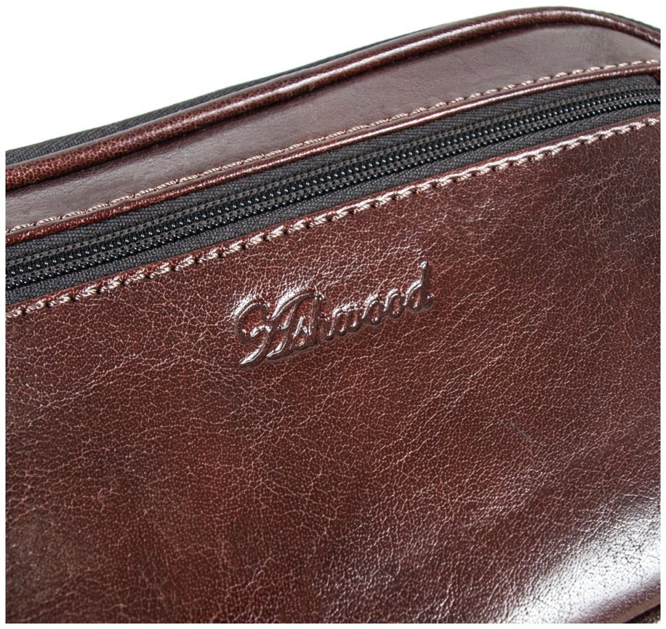 Мужской несессер из натуральной кожи на 2 вместительных отделения Ashwood 94043 коричневого цвета modnotak фото №7