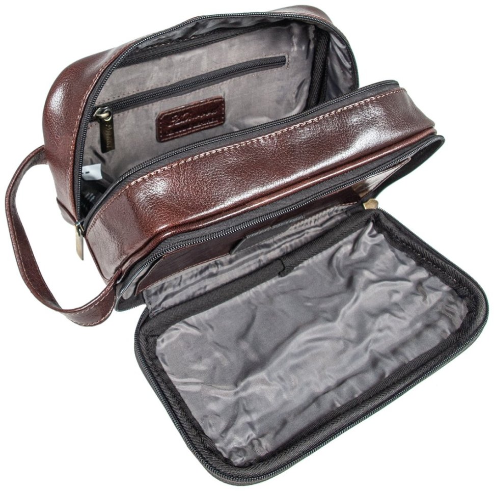 Мужской несессер из натуральной кожи на 2 вместительных отделения Ashwood 94043 коричневого цвета modnotak фото №8