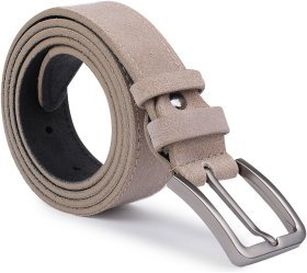 Бежевый замшевый ремень под брюки с классической пряжкой Vintage 2420715