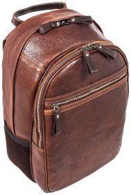 Чоловічий рюкзак на два відділення з натуральної гладкої шкіри Ashwood коричневого кольору 94143