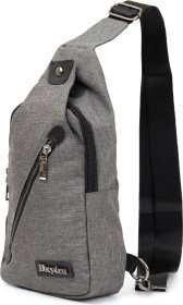 Текстильная мужская сумка-рюкзак серого цвета с разъемом под USB Vintage (20556)