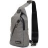Текстильная мужская сумка-рюкзак серого цвета с разъемом под USB Vintage (20556) - 1