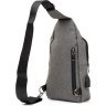 Текстильная мужская сумка-рюкзак серого цвета с разъемом под USB Vintage (20556) - 2