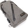 Текстильная мужская сумка-рюкзак серого цвета с разъемом под USB Vintage (20556) - 5