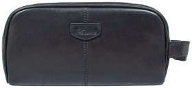 Мужской несессер из натуральной гладкой кожи на молнии Ashwood T78 черного цвета 94243