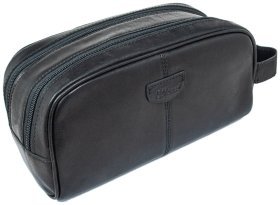Мужской несессер из натуральной гладкой кожи на молнии Ashwood T78 черного цвета 94243