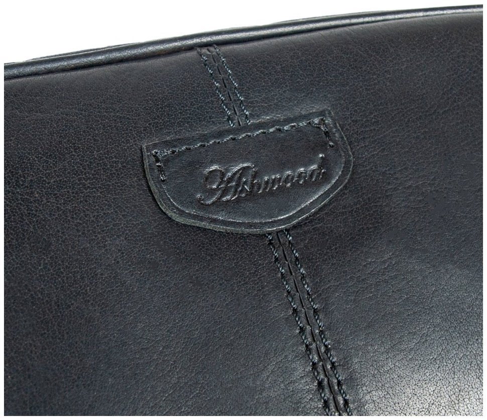 Мужской несессер из натуральной гладкой кожи на молнии Ashwood T78 черного цвета 94243 modnotak фото №6
