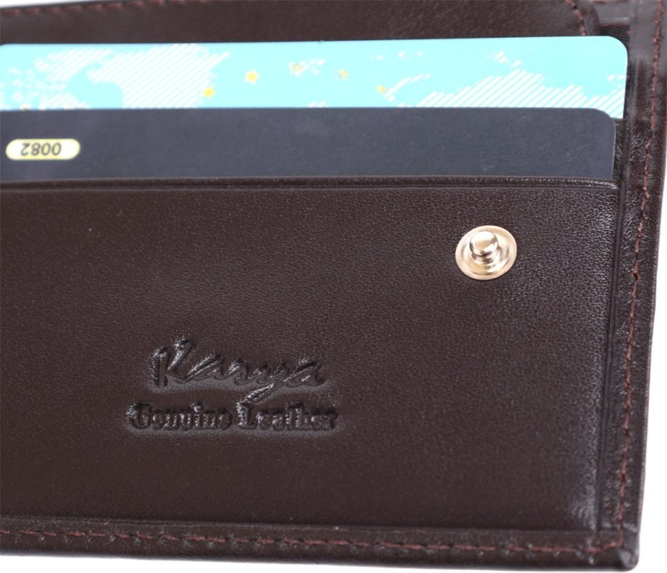 Темно-коричневое мужское портмоне из гладкой кожи на кнопке KARYA (2417108)