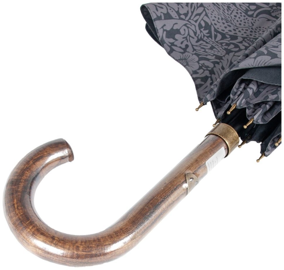 Женский зонт-трость Fulton L936-040706 Morris & Co Hampstead UV Strawberry Thief Graphite (Графит с принтом "Клубничный воришка", механика) 94343 modnotak фото №9