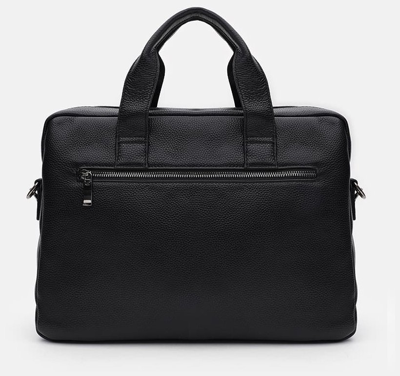 Деловая мужская сумка из кожи флотар с отделением для ноутбука до 15" Borsa Leather 104543 черная modnotak фото №3