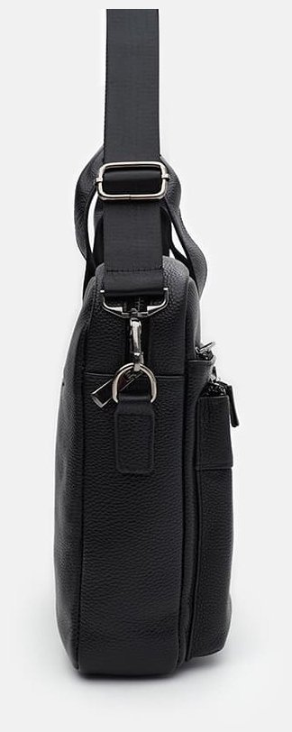 Деловая мужская сумка из кожи флотар с отделением для ноутбука до 15" Borsa Leather 104543 черная modnotak фото №4