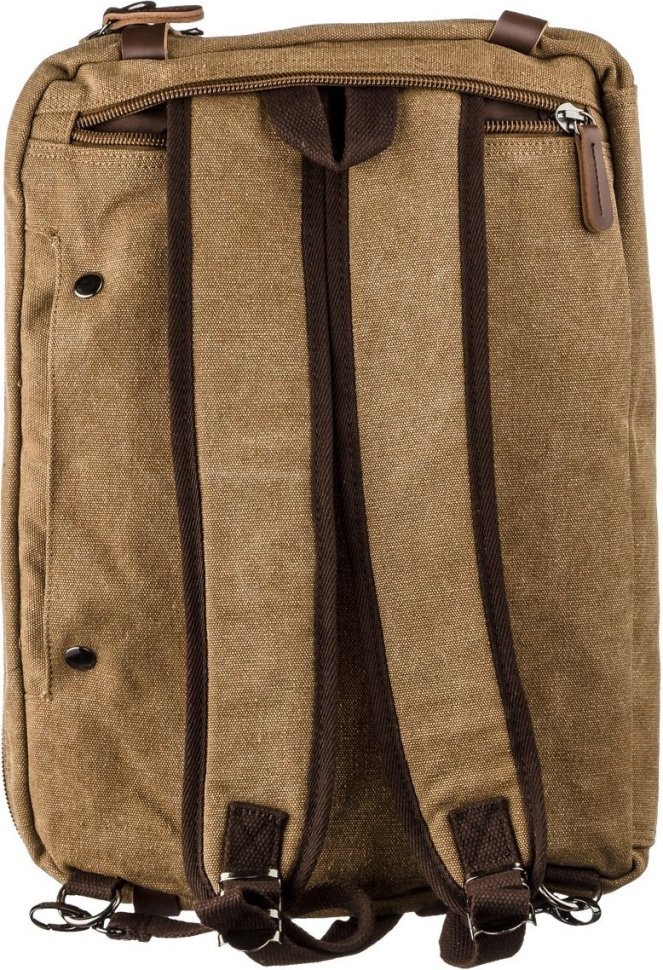 Чоловіча фірмова сумка-трансформер з текстилю пісочного кольору Vintage (20146)