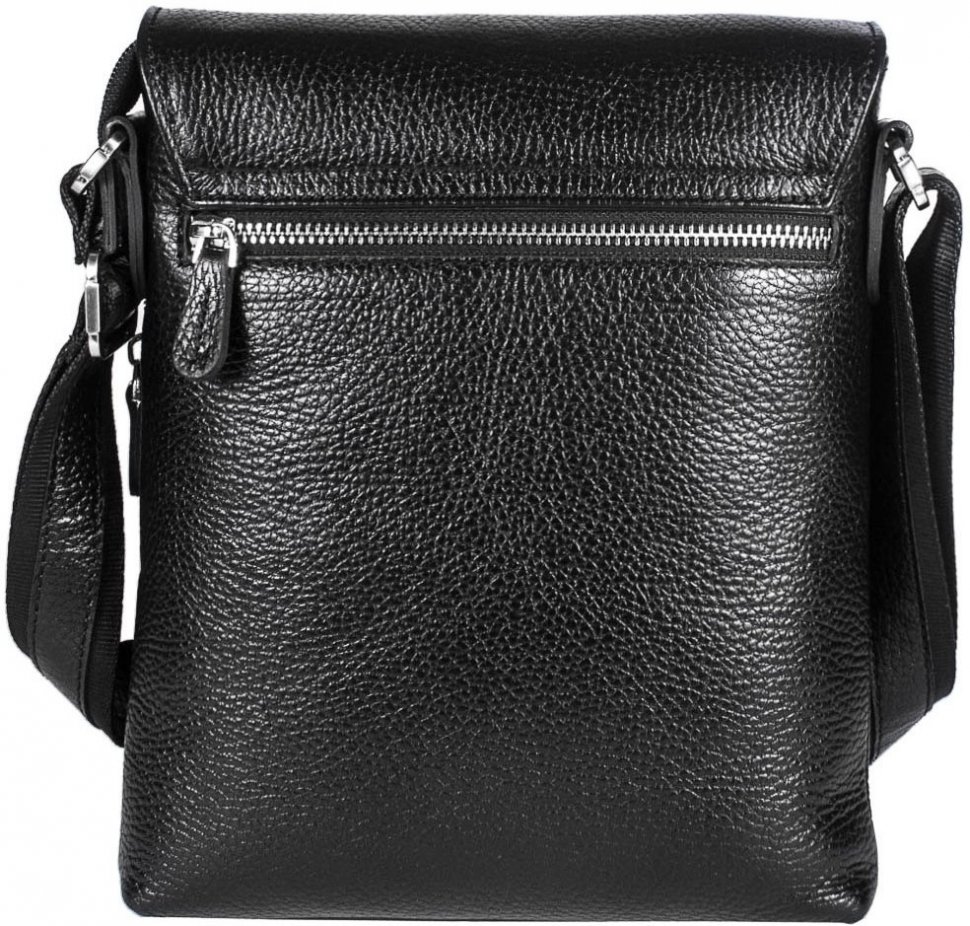 Черная кожаная сумка с выраженной фактурой через плечо DESISAN (19208)