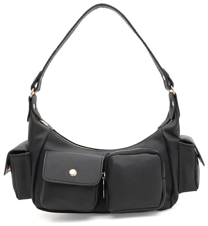 Стильная женская сумка из качественного кожзама черного цвета Monsen 94643 modnotak фото №1