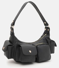 Стильная женская сумка из качественного кожзама черного цвета Monsen 94643