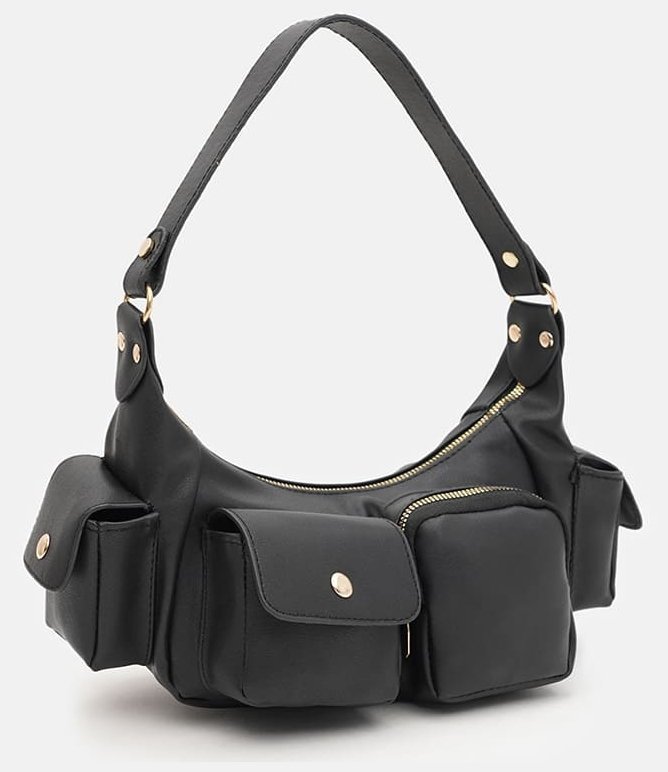 Стильная женская сумка из качественного кожзама черного цвета Monsen 94643 modnotak фото №2