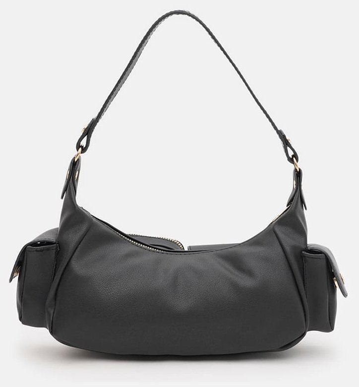 Стильная женская сумка из качественного кожзама черного цвета Monsen 94643 modnotak фото №3