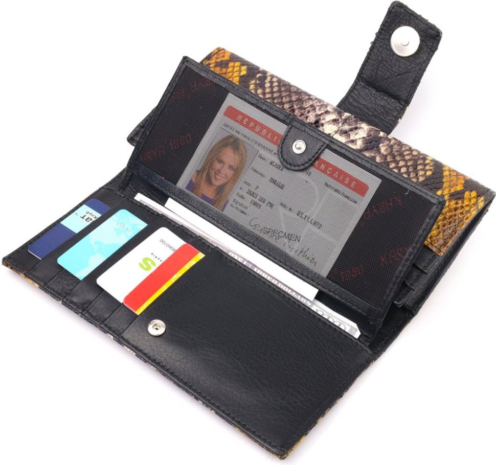 Різнобарвний жіночий гаманець із натуральної фактурної шкіри під змію KARYA (2421029)