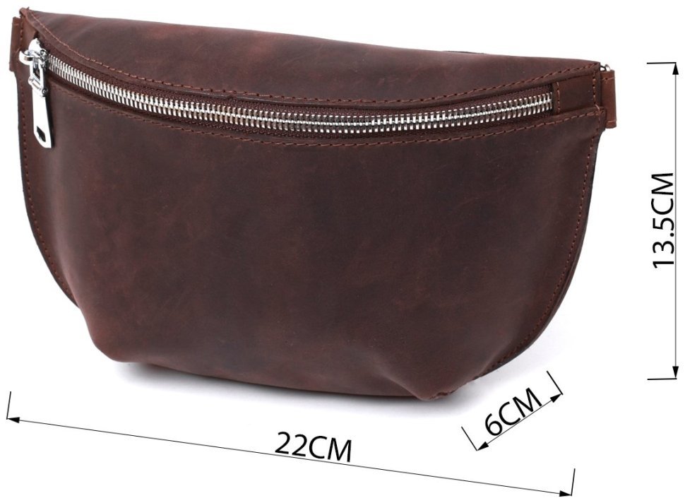 Матовая женская бананка из кожи крейзи хорс коричневого цвета Shvigel (16395) modnotak фото №10