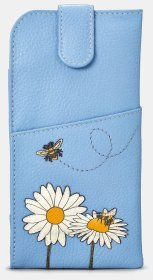 Чехол из фактурной кожи для очком с принтом пчел на цветах Yoshi Y4309 голубого цвета 94943