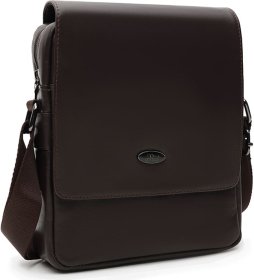 Чоловіча шкіряна сумка на плече коричневого кольору з клапаном Ricco Grande (21389)