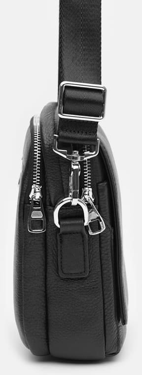 Мужская компактная сумка-барсетка через плечо в черном цвете Ricco Grande (19272)