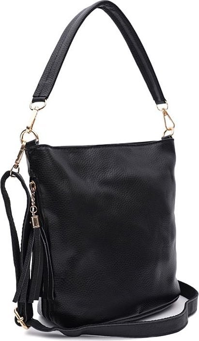 Повсякденна жіноча шкіряна сумка чорного кольору Keizer (56043)