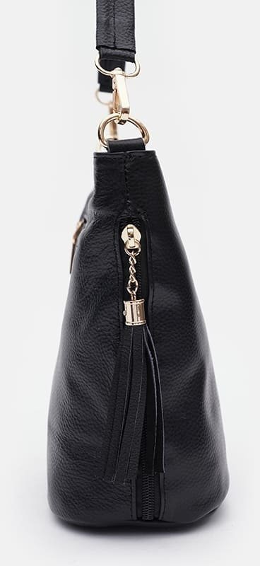 Повсякденна жіноча шкіряна сумка чорного кольору Keizer (56043)
