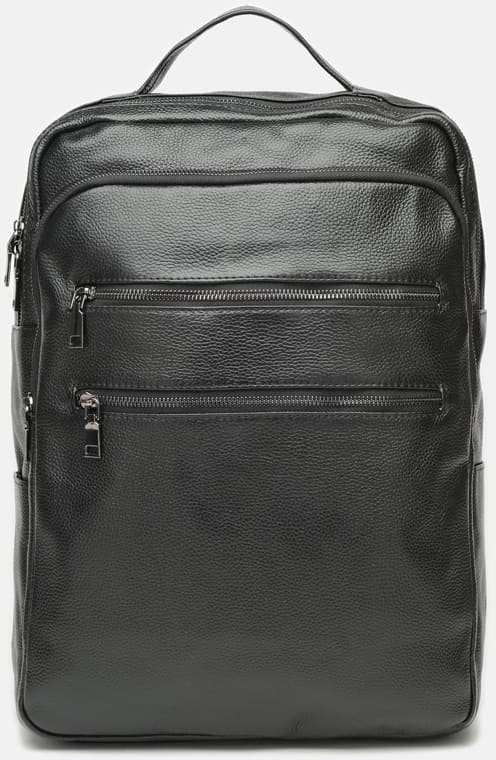 Мужской рюкзак большого размера из натуральной кожи черного окраса Keizer (21416)