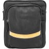 Стильная мужская сумка через плечо среднего размера черная с рыжим VATTO (11884) - 1