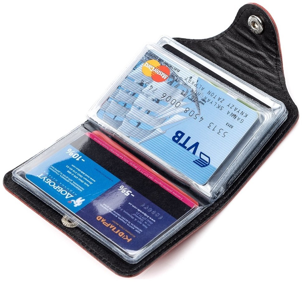 Червона маленька візитниця з матової шкіри на кнопці Shvigel (2413910) фото №17 Червона маленька візитниця з матової шкіри на кнопці Shvigel (2413910) modnotak фото №17