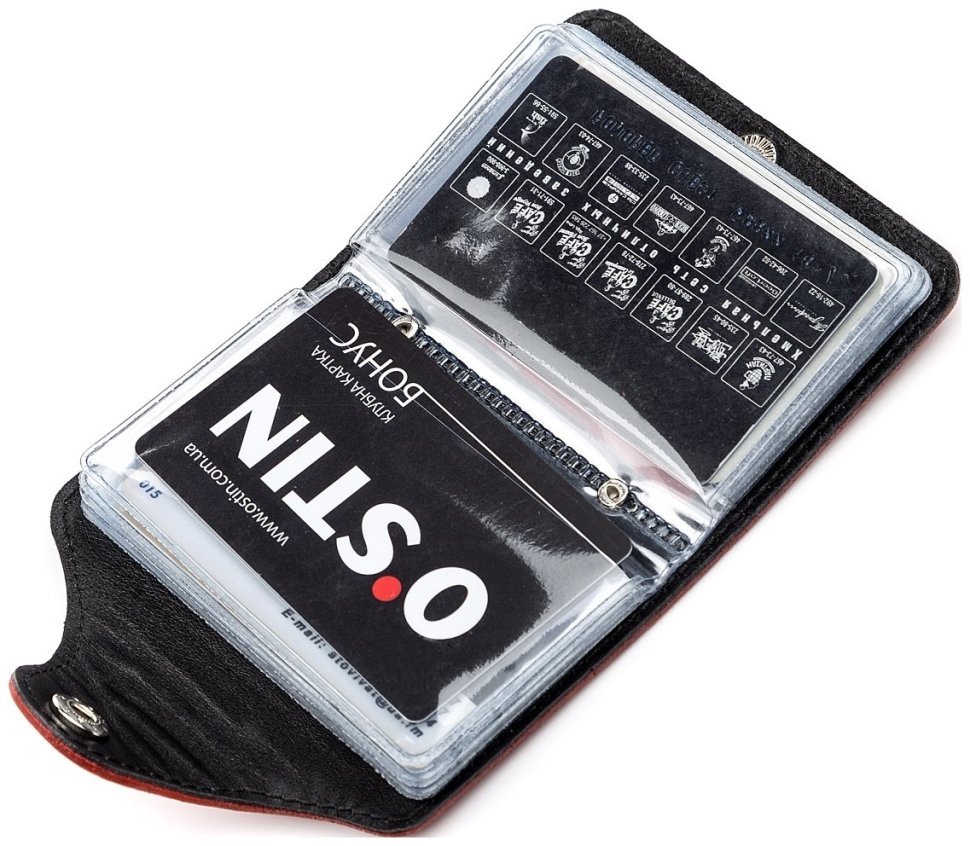 Червона маленька візитниця з матової шкіри на кнопці Shvigel (2413910) фото №18 Червона маленька візитниця з матової шкіри на кнопці Shvigel (2413910) modnotak фото №18